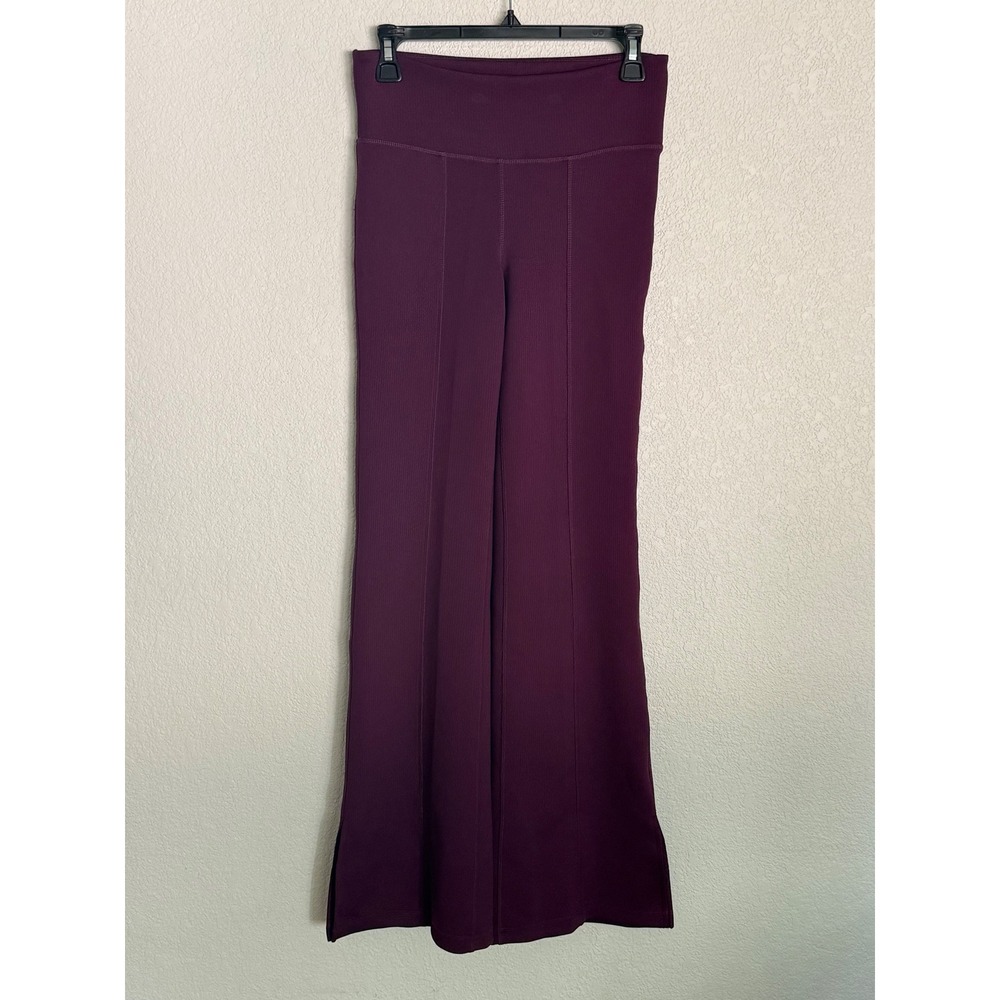 Trajectory Ribbed Flare Pants Plum Purple High Waisted Yoga Leggings Small
